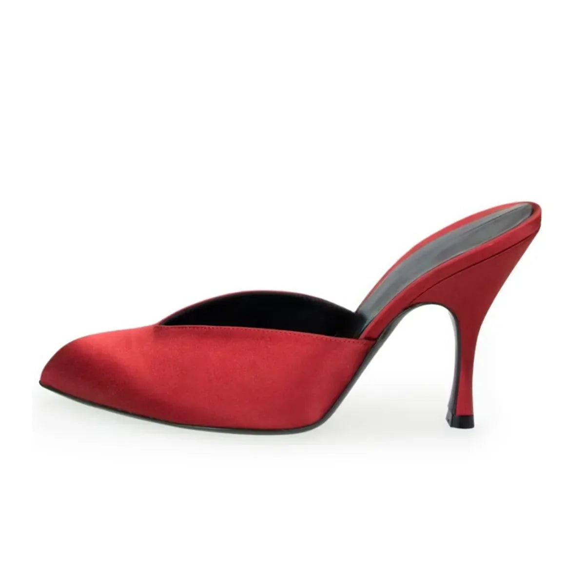 Arden Furtado Yellow Satin Stilettos heels Mules Round toe Pull-on High-heeled Dinner shoes Closed toe Slippers