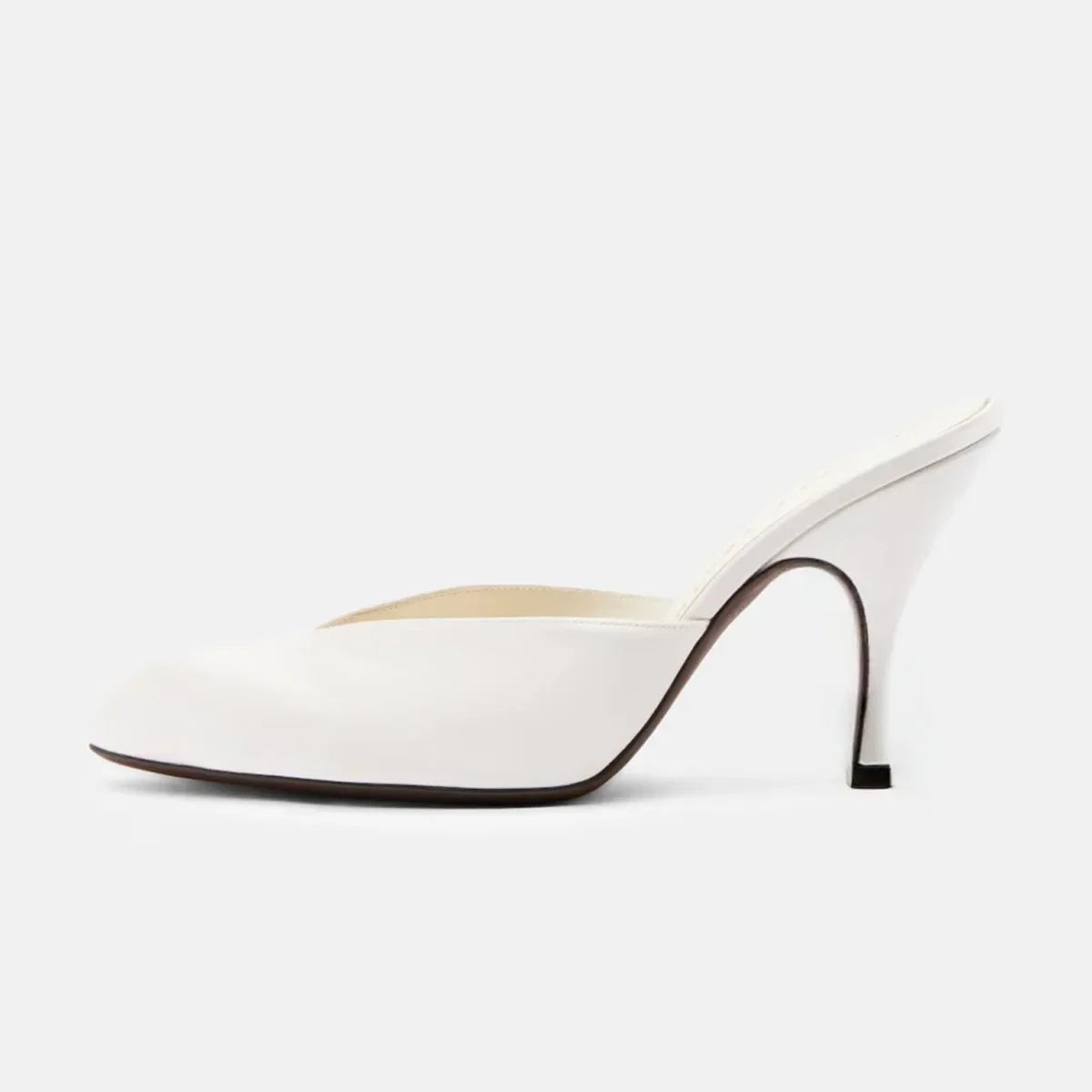Arden Furtado Yellow Satin Stilettos heels Mules Round toe Pull-on High-heeled Dinner shoes Closed toe Slippers