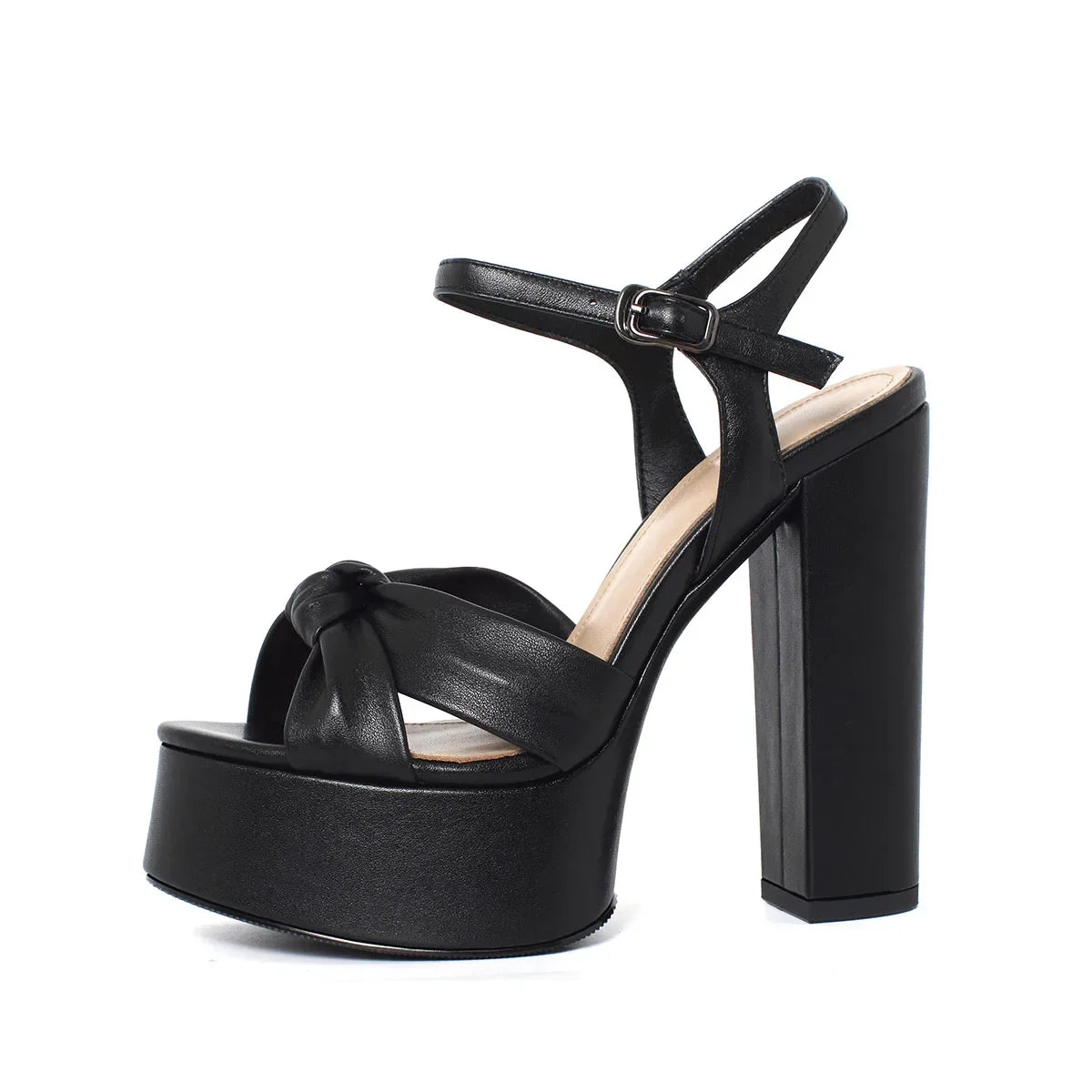 Arden Furtado black cowhide paillette platform bowknot round toe Super high heel word-cingulate sandals Banquet shoes