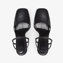 Arden Furtado closed toe Sandals Square toe ankle strap chunky heels high heel burgundy sandals sling back shoes