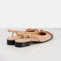 Arden Furtado cowhide Mixed Colors bowknot Closed toe sandals Square toe tassels Low heel One word buckle Sandals