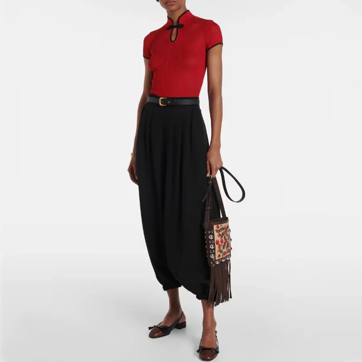 Arden Furtado cowhide Mixed Colors bowknot Closed toe sandals Square toe tassels Low heel One word buckle Sandals