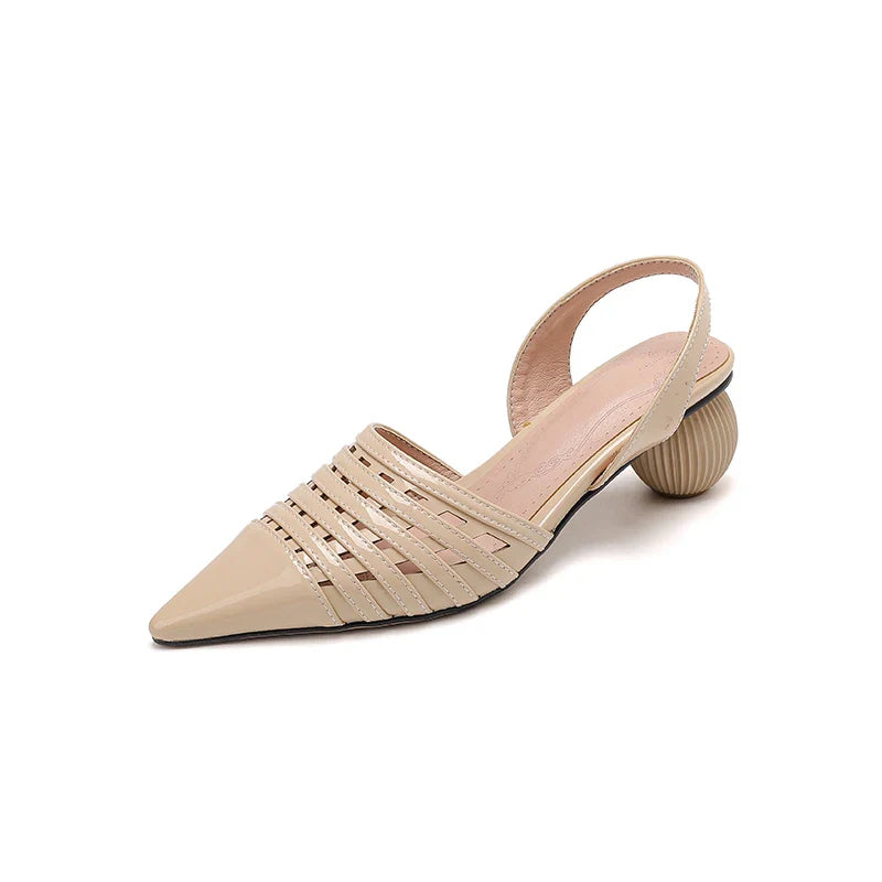 Arden Furtado cowhide Patent Leather Closed toe Sandals Pointed toe Hollow Strange Style Back Strap Modern Sandals