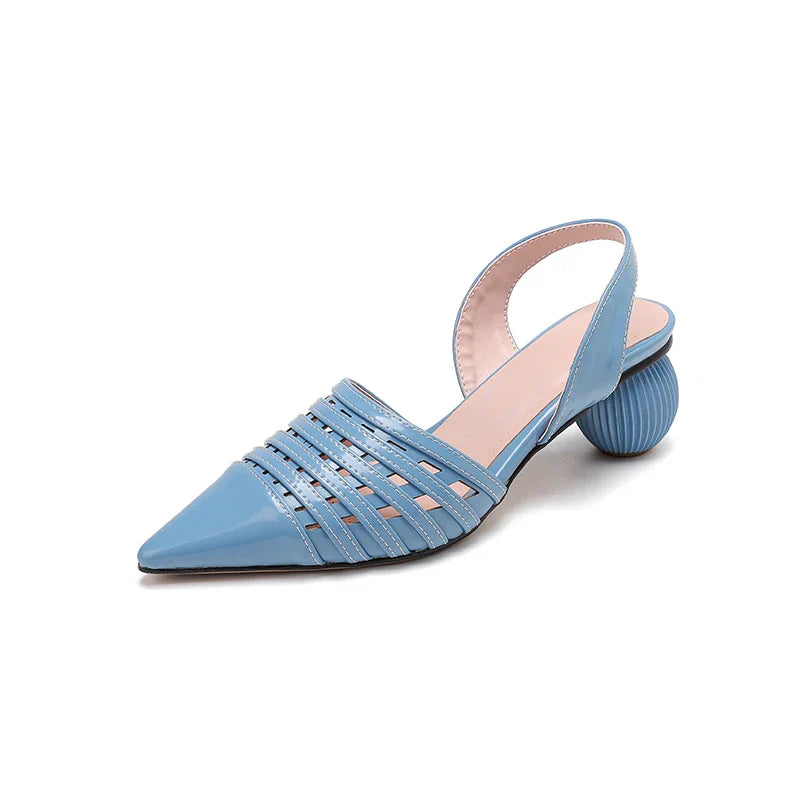 Arden Furtado cowhide Patent Leather Closed toe Sandals Pointed toe Hollow Strange Style Back Strap Modern Sandals
