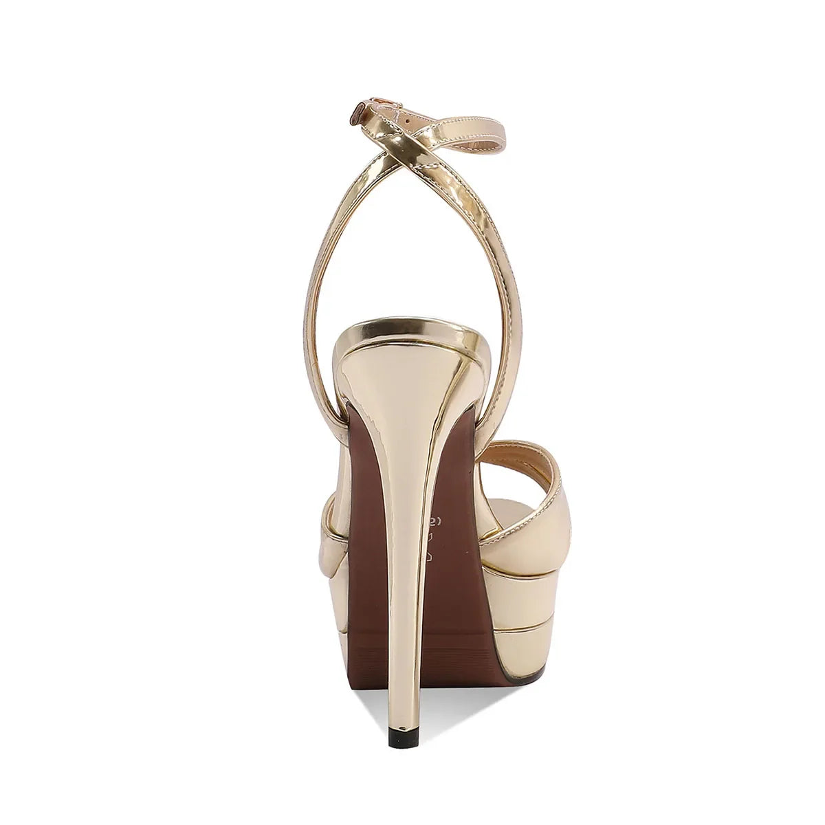 Arden Furtado cowhide Patent Leather Round Toe Platform Sexy Super high heel Buckle strap word-cingulate Sandals