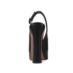 Arden Furtado cowhide Platform Belt buckle Commuter shoes Pointed toe Super high heel Back Strap Closed toe Sandals