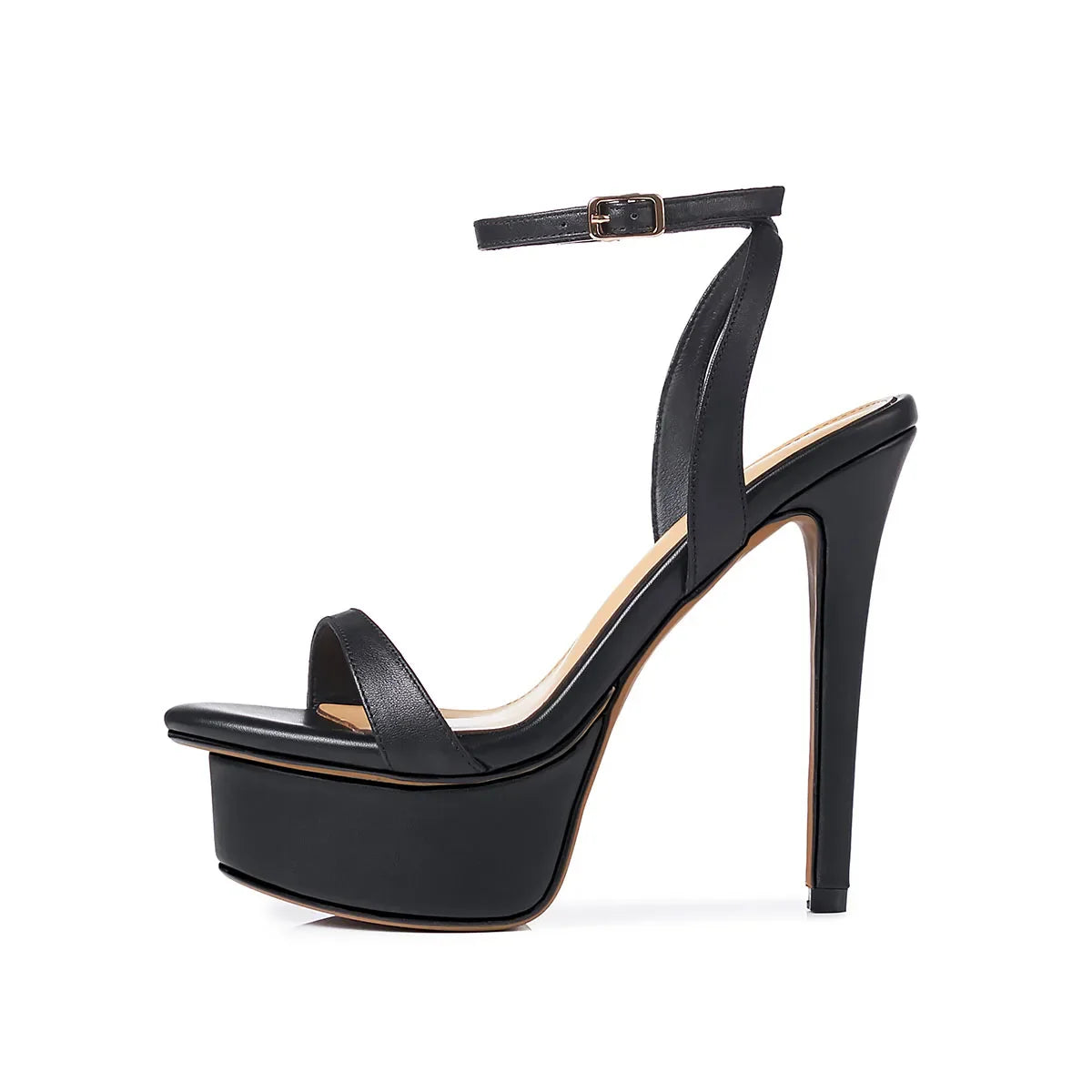 Arden Furtado cowhide Platform Commuter shoes Round Toe Sexy Super high heel Open toe word-cingulate Sandals Large size
