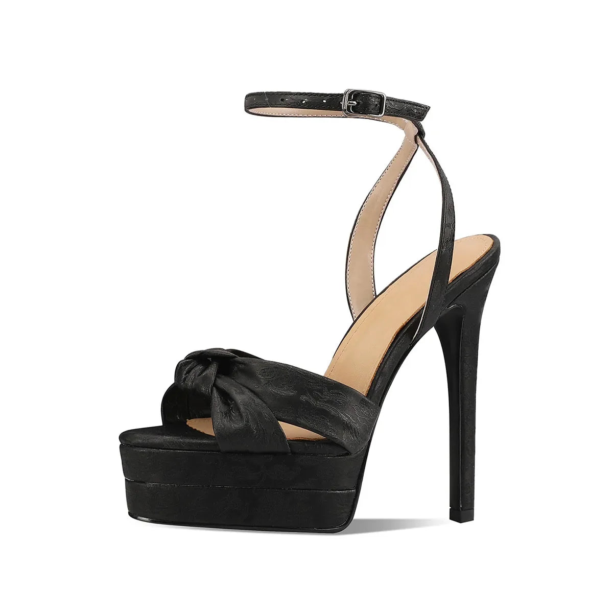 Arden Furtado cowhide Platform bowknot Banquet shoes round toe Super high heel Sexy Buckle strap word-cingulate Sandals
