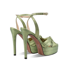 Arden Furtado cowhide Platform bowknot Banquet shoes round toe Super high heel Sexy Buckle strap word-cingulate Sandals