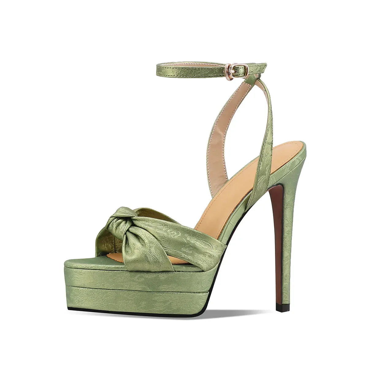 Arden Furtado cowhide Platform bowknot Banquet shoes round toe Super high heel Sexy Buckle strap word-cingulate Sandals