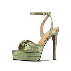 Arden Furtado cowhide Platform bowknot Banquet shoes round toe Super high heel Sexy Buckle strap word-cingulate Sandals