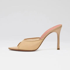 Arden Furtado peep toe Square toe Silk Slippers Pure colour Super high heel word-cingulate slippers Extra large size