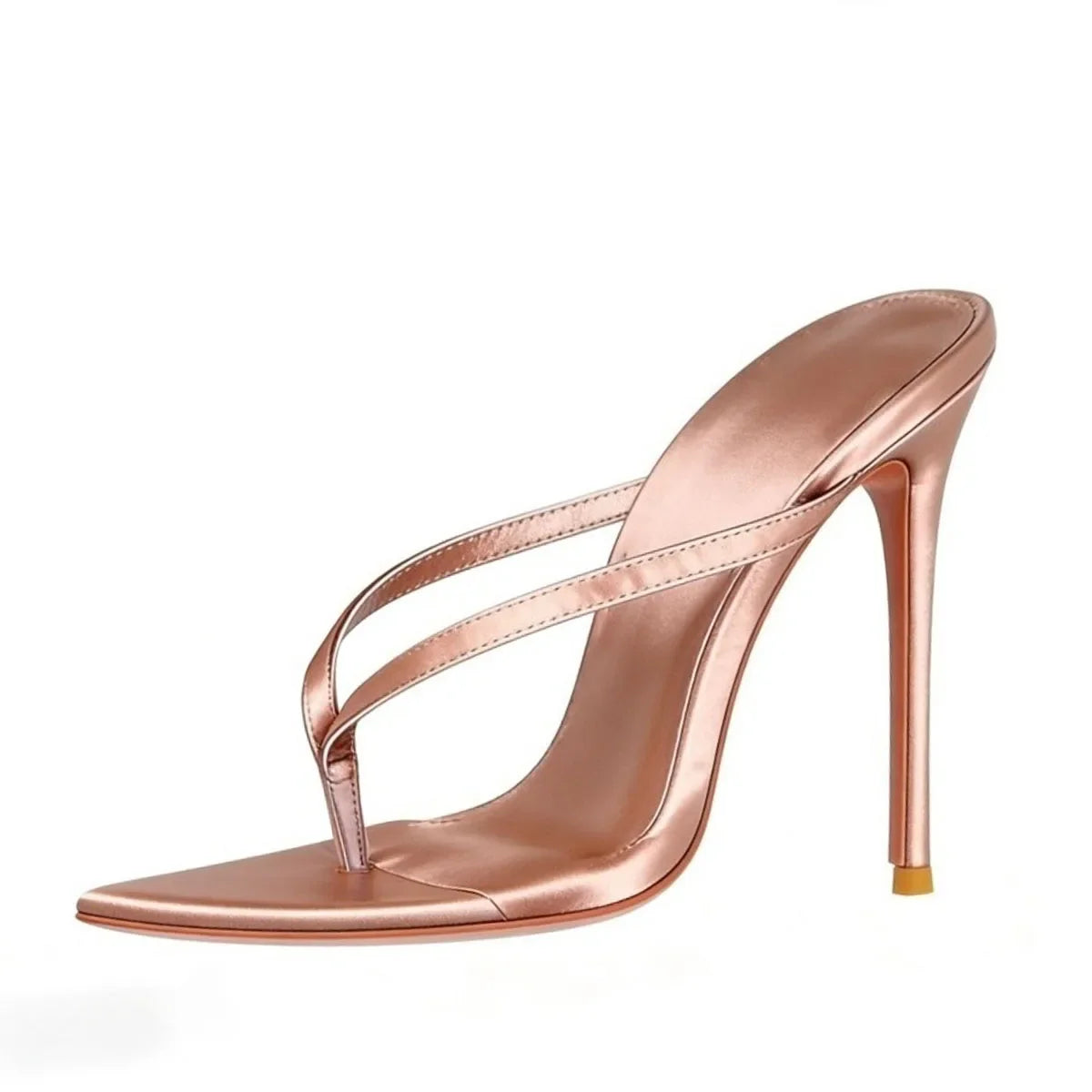 Arden Furtado pink silk Pinch toe Slippers Pointed toe pull-on Super high heel flip-flop Large size Mules