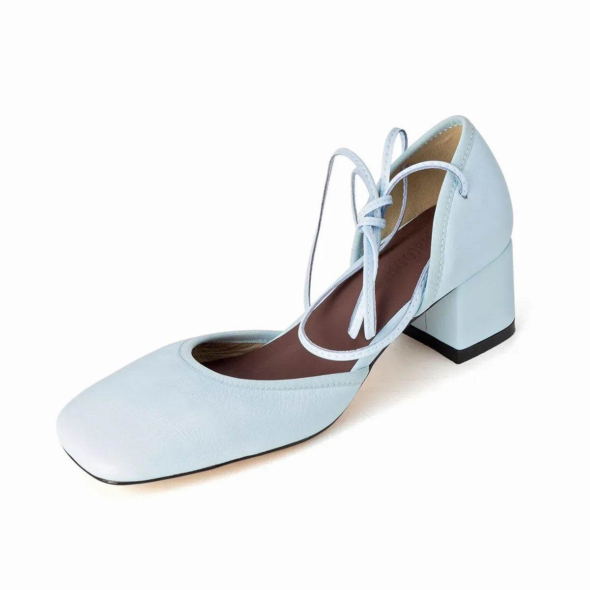 Arden Furtado sheepskin Ankle strap Sandals Square toe Chunky heels Shallow Sandals Large size Closed toe Sandals