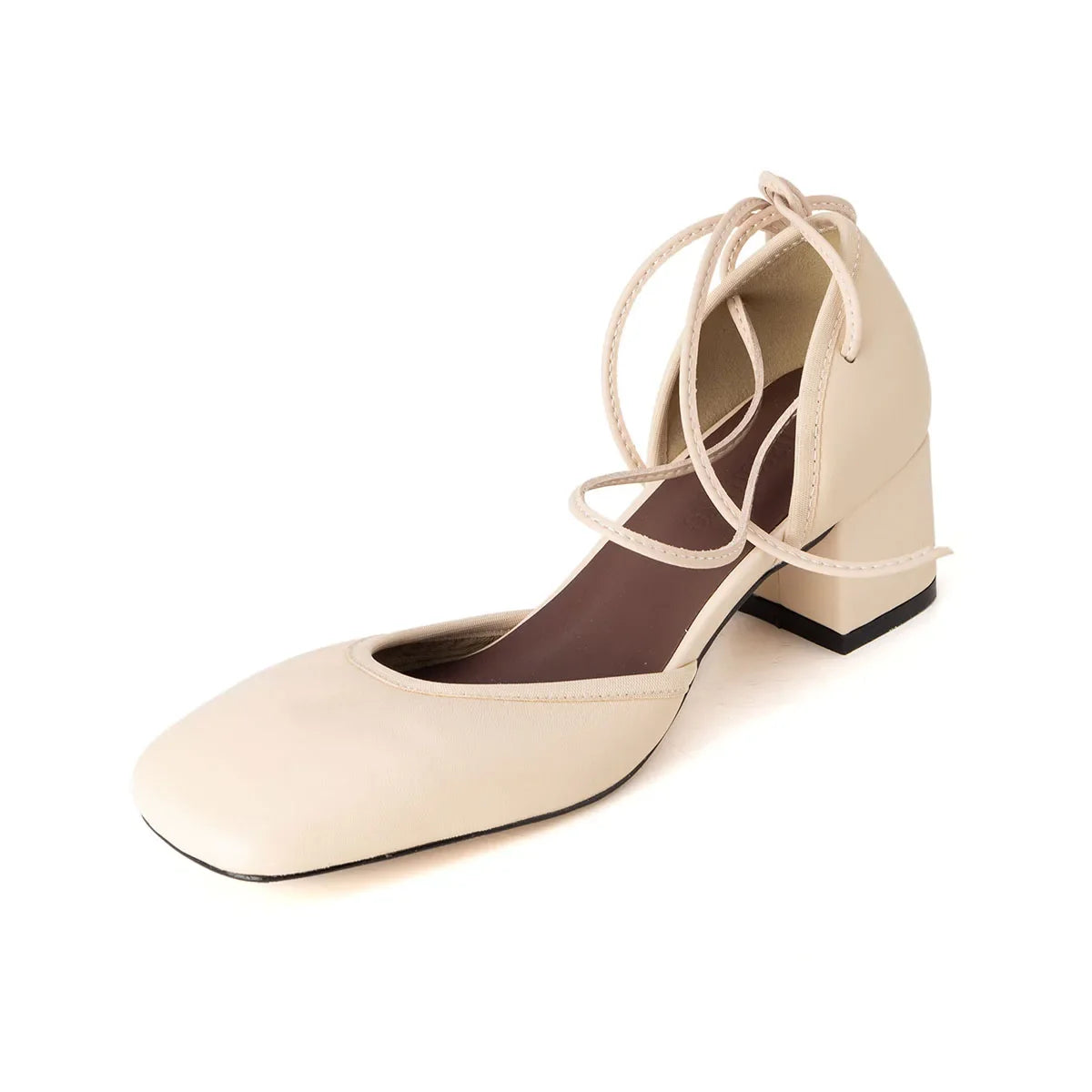 Arden Furtado sheepskin Ankle strap Sandals Square toe Chunky heels Shallow Sandals Large size Closed toe Sandals