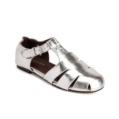 Arden Furtado sheepskin Roman sandals Round toe Hollow Flats T belt Sandals Casual large size Belt buckle beach sandals