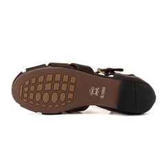 Arden Furtado sheepskin Roman sandals Round toe Hollow Flats T belt Sandals Casual large size Belt buckle beach sandals
