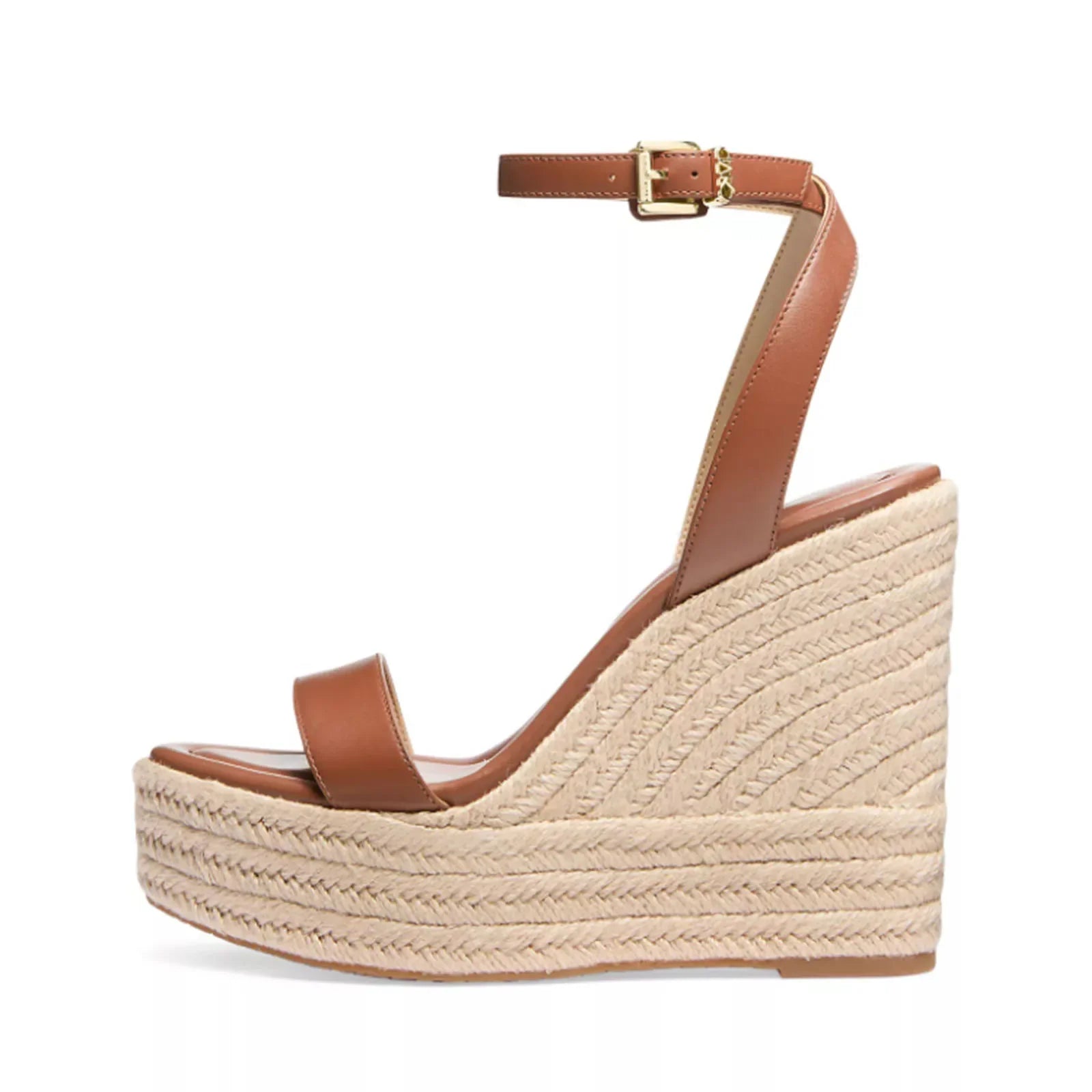 Arden Furtado straw weaving wedge Sandals Round toe platform Belt buckle Super high heel cowhide word-cingulate Sandals