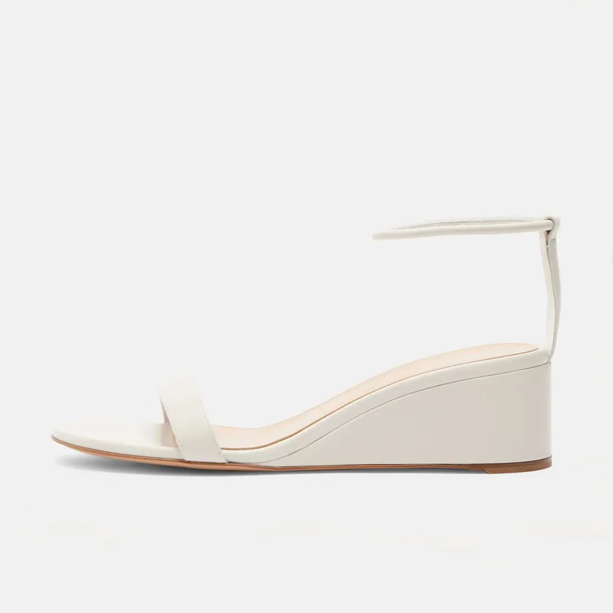 Arden Furtado Dark Brown Cowhide Wedge Sandals round Toe Open Toe Middle Heel One-word BStyle