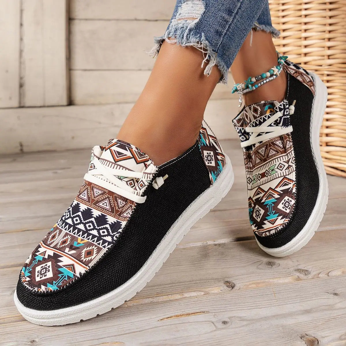 Autumn Round Toe Walking Shoes Color Matching Casual Comfortable Shallow Mouth Thick Sole Flats Woman Plus Size 43