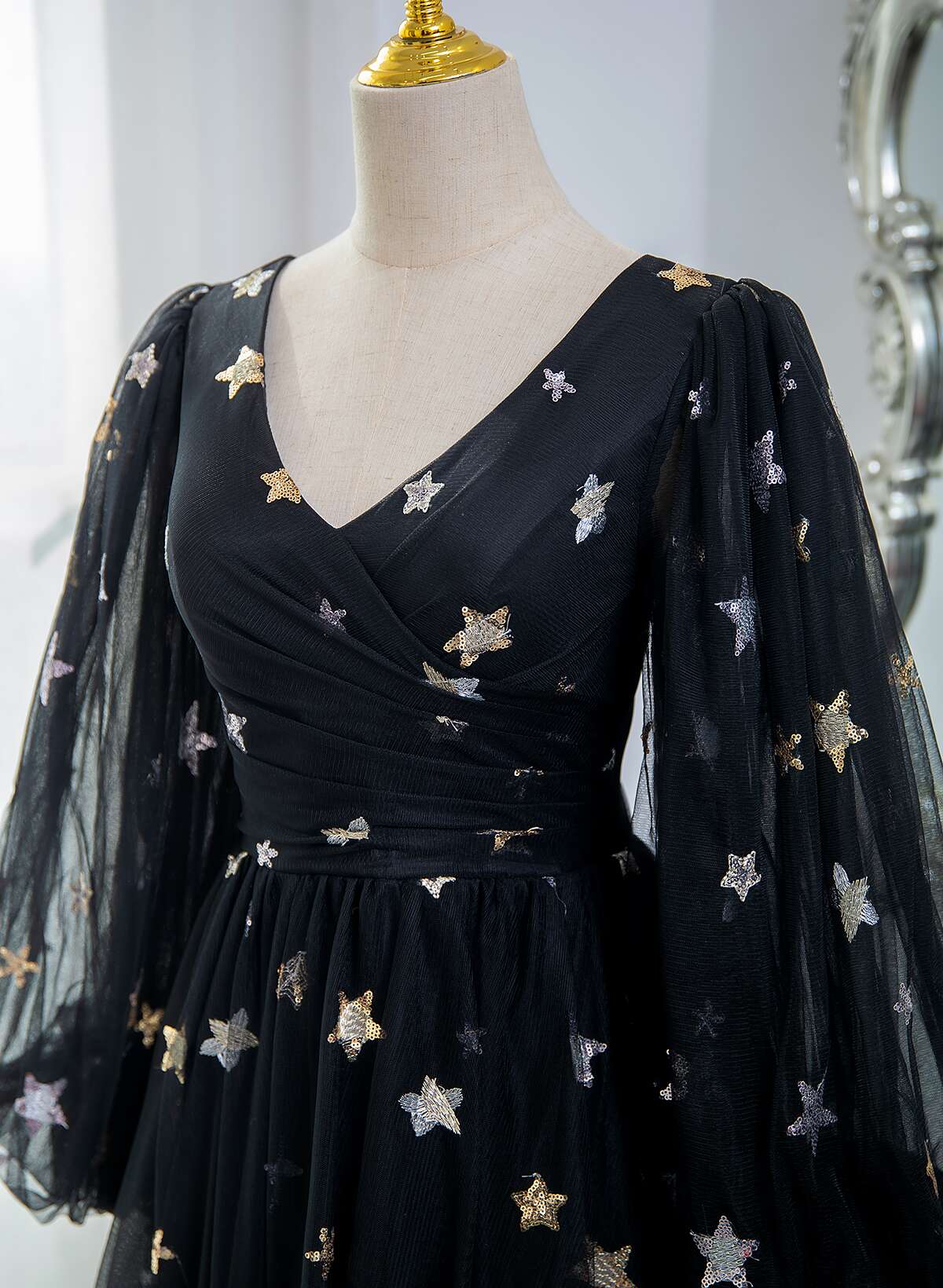 Black A-line Tulle Evening Dress Party Dress