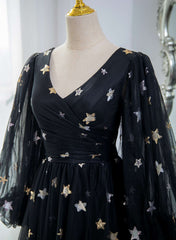 Black A-line Tulle Evening Dress Party Dress