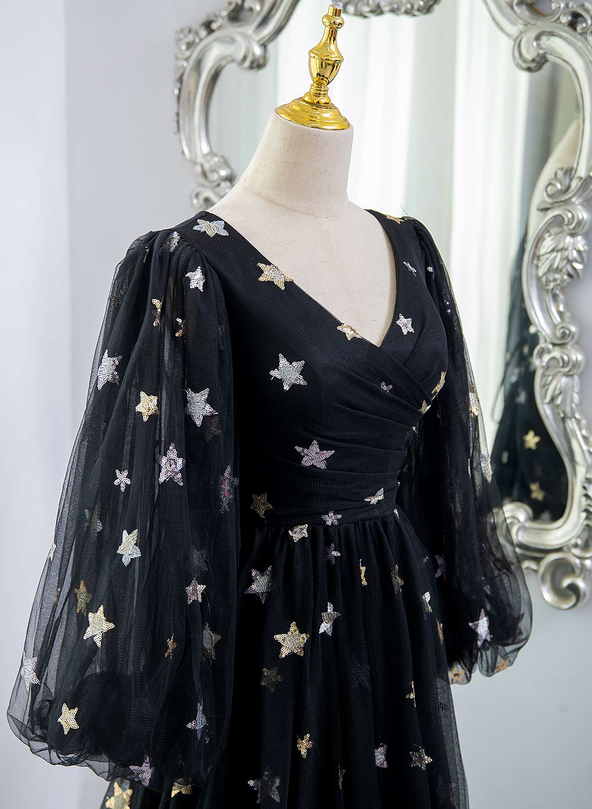 Black A-line Tulle Evening Dress Party Dress