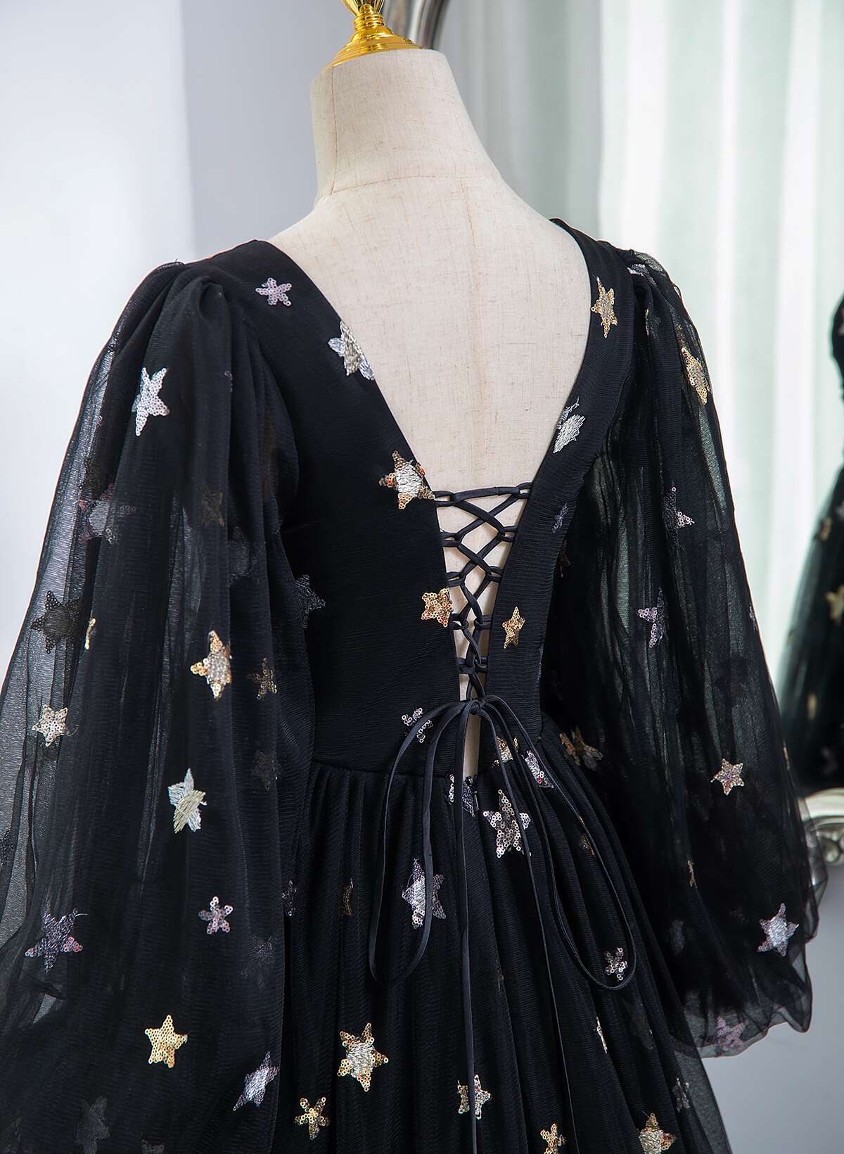 Black A-line Tulle Evening Dress Party Dress