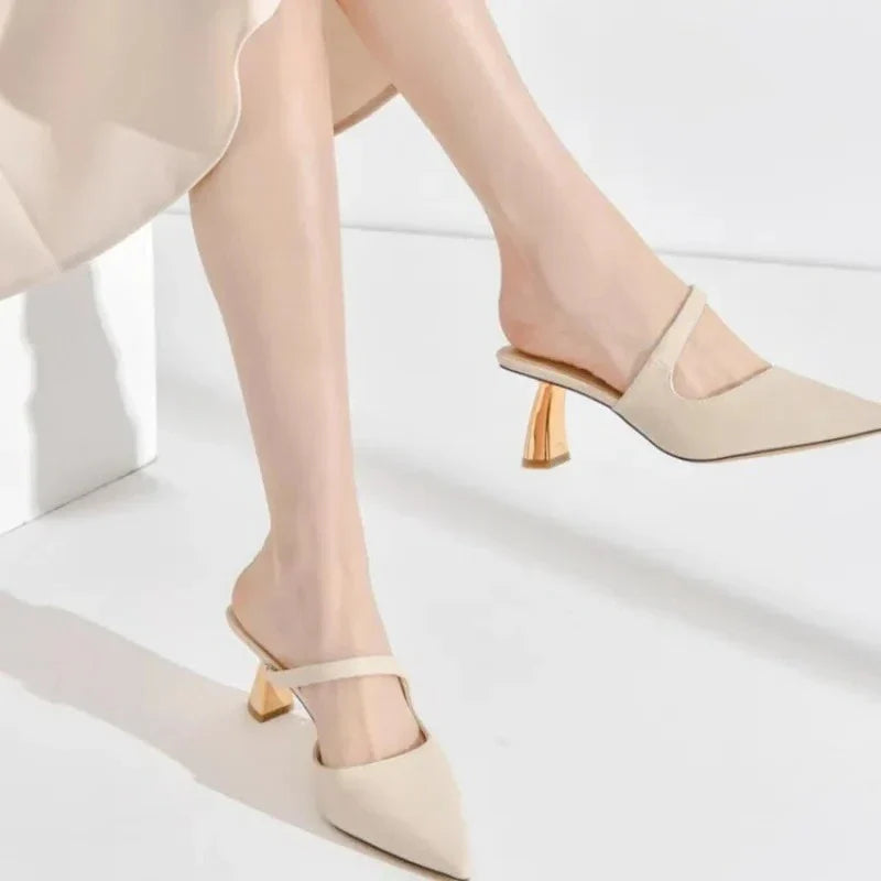 Baotou high-heeled slippers
