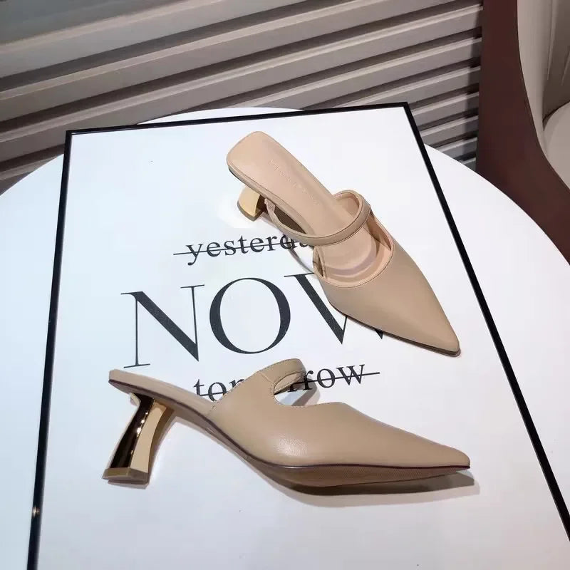 Baotou high-heeled slippers