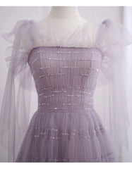 Beautiful Light Purple Tea Length Soft Tulle Party Dress