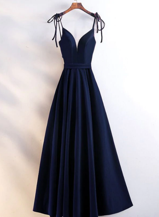 Beautiful Velvet Straps Long V-neckline Long Party Dress