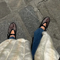 Black Sandals Flats Mesh Shallow Shoes Beach Dress Designer Shoes Walking Female