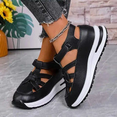 Casual Hollow out Flat Sandals Style Thin Platform Thick Bottom Heightening Shoes Rubber Sole Sandals