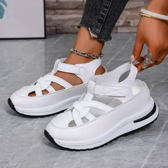 Casual Hollow out Flat Sandals Style Thin Platform Thick Bottom Heightening Shoes Rubber Sole Sandals