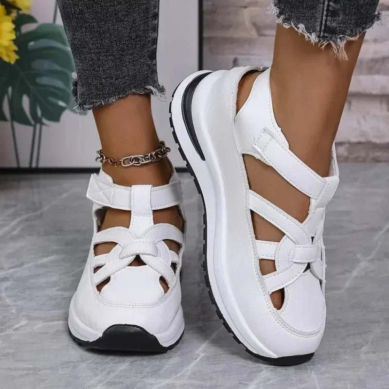 Casual Hollow out Flat Sandals Style Thin Platform Thick Bottom Heightening Shoes Rubber Sole Sandals