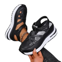 Casual Hollow out Flat Sandals Style Thin Platform Thick Bottom Heightening Shoes Rubber Sole Sandals