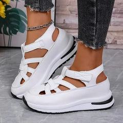Casual Hollow out Flat Sandals Style Thin Platform Thick Bottom Heightening Shoes Rubber Sole Sandals