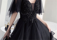 Charming Black Prom Dress V Neck Long Formal Dresses