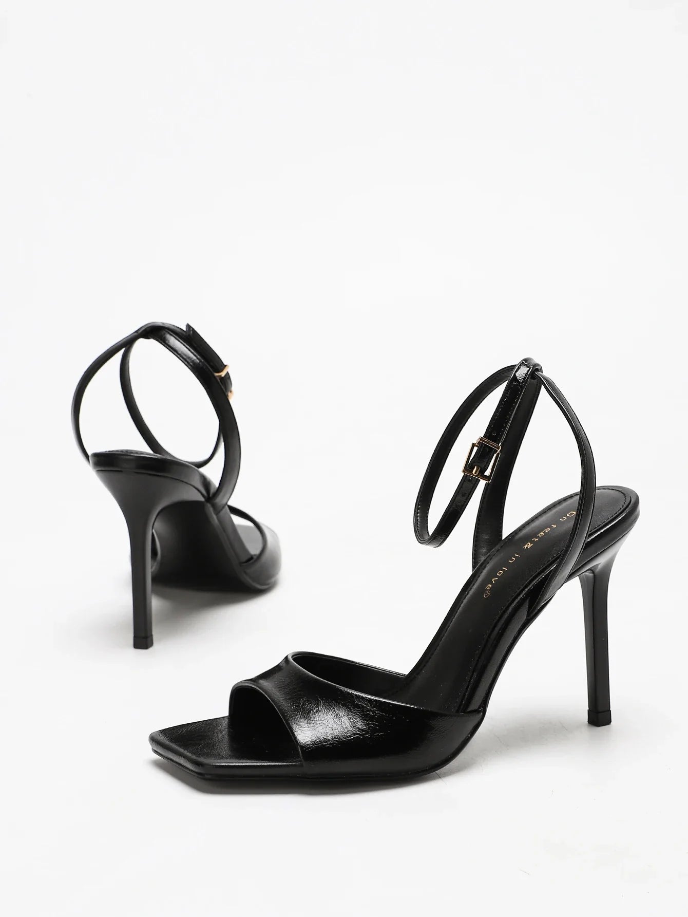 Classic Black Ankle Strap Stiletto Heels