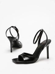 Classic Black Ankle Strap Stiletto Heels