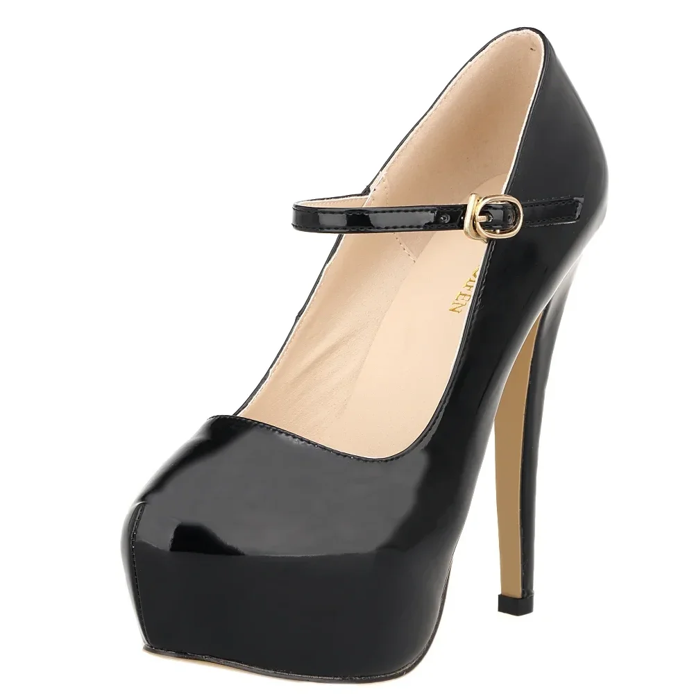 Cross-dresser Unisex Men's Buckle Strap Wedge Platform Pumps 14cm High Heels Chunky Block Stilettos Dress Party Wedding Shoes