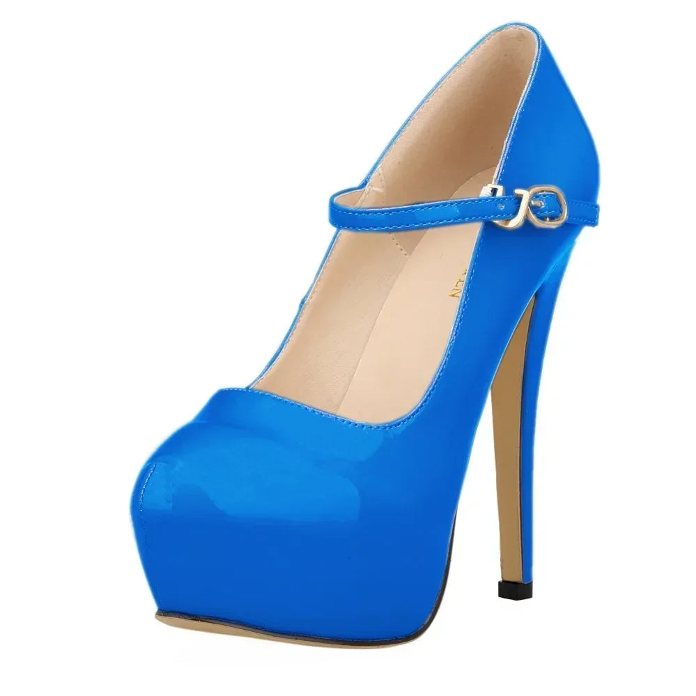 Cross-dresser Unisex Men's Buckle Strap Wedge Platform Pumps 14cm High Heels Chunky Block Stilettos Dress Party Wedding Shoes