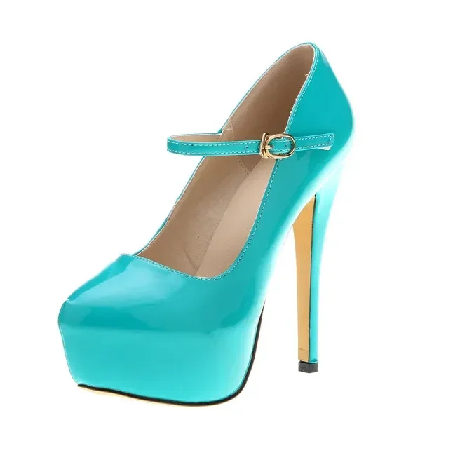 Cross-dresser Unisex Men's Buckle Strap Wedge Platform Pumps 14cm High Heels Chunky Block Stilettos Dress Party Wedding Shoes