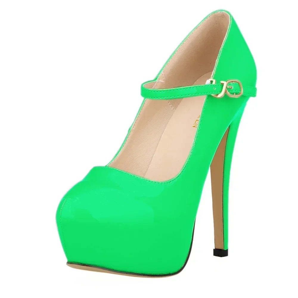 Cross-dresser Unisex Men's Buckle Strap Wedge Platform Pumps 14cm High Heels Chunky Block Stilettos Dress Party Wedding Shoes
