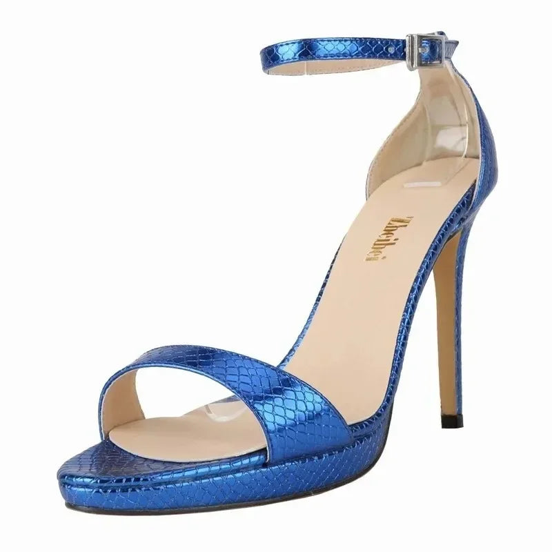 Cross-dresser Unisex Men's  Gold Silver Buckle Platform Sandals 12cm High Heels Stilettos Pole Dance Dress Party Wedding Shoes