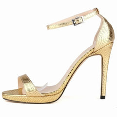 Cross-dresser Unisex Men's  Gold Silver Buckle Platform Sandals 12cm High Heels Stilettos Pole Dance Dress Party Wedding Shoes