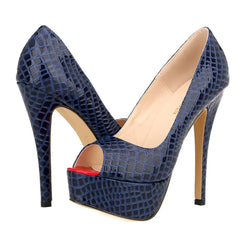 Cross-dresser Unisex Men's Pumps Queen Peep Toe Platform High Heels 14cm Sexy Patent Leather Shoes Stilettos Large Size