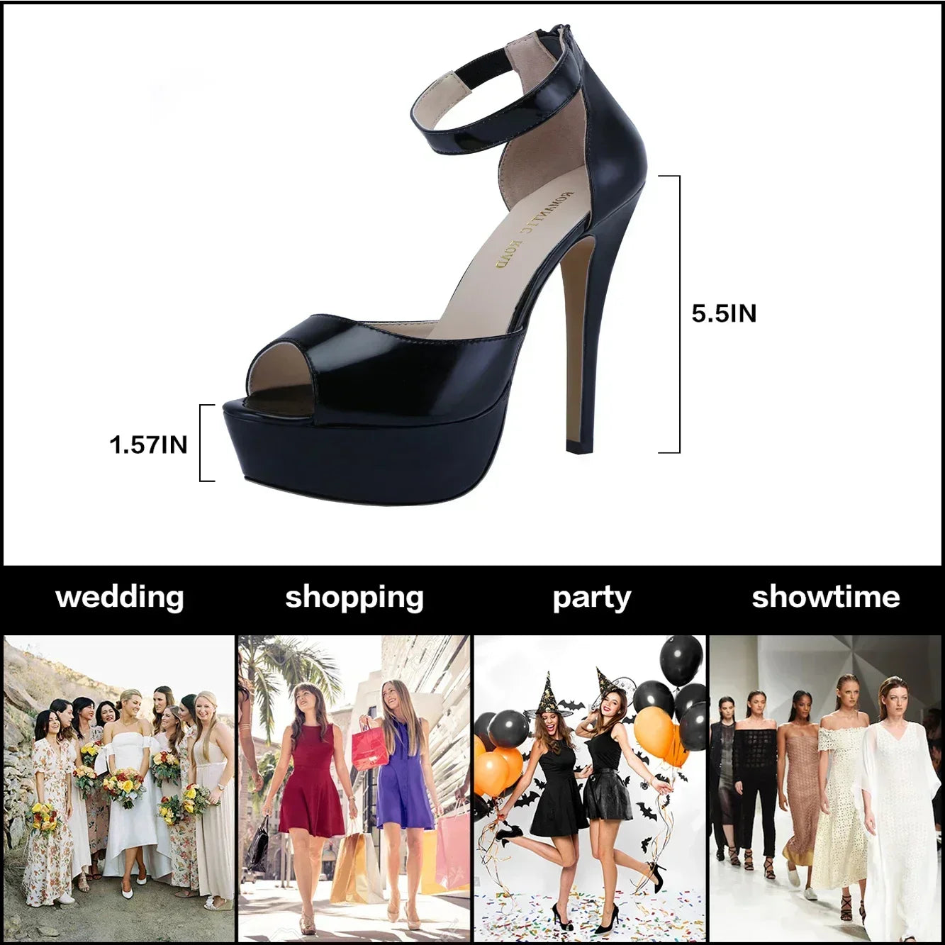 14cm Nightclub Style High Heels Party Platform Ankle strap Sandals Big Size 43