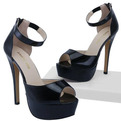 14cm Nightclub Style High Heels Party Platform Ankle strap Sandals Big Size 43